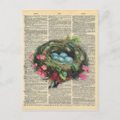  dictionary Art Blue Robin's Eggs in Nest Briefkaart (Voorkant)