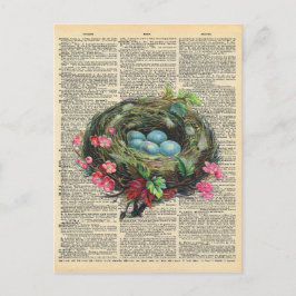  dictionary Art Blue Robin's Eggs in Nest Briefkaart