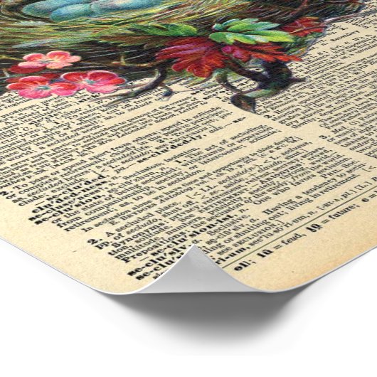  dictionary Art Blue Robin's Eggs in Nest Poster (Hoek)