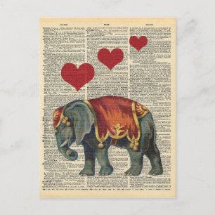 dictionary Art Circus Elephant Love Briefkaart