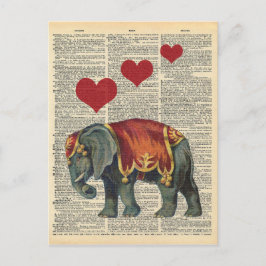 dictionary Art Circus Elephant Love Briefkaart