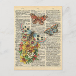 dictionary Art Colorful Butterflies Briefkaart