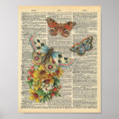  dictionary Art Colorful Butterflies Poster (Voorkant)