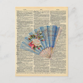  dictionary Art Feminine Folding Fan Briefkaart