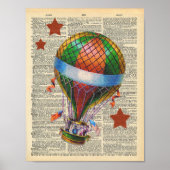  dictionary Art Hot Air Ballon Circus Poster (Voorkant)