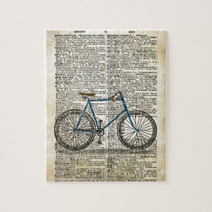 DICTIONARY Art Print Blue Bicycle Bike  Legpuzzel