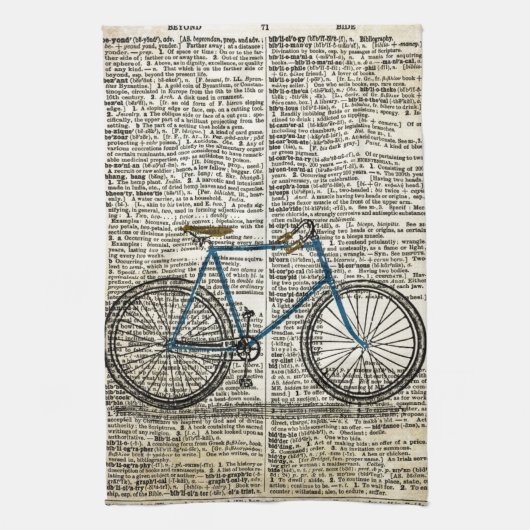 DICTIONARY Art Print Blue Bicycle Bike  Theedoek (Verticaal)