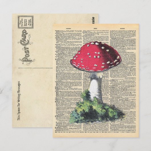  dictionary Art Red Mushroom Fairhouse Briefkaart (Voorkant / Achterkant)