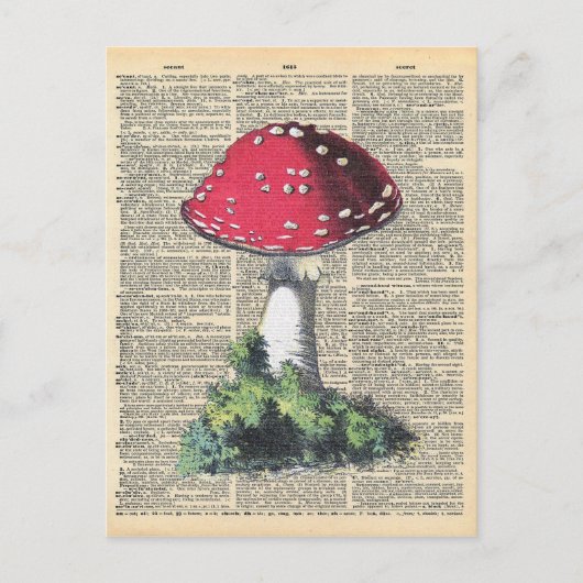 dictionary Art Red Mushroom Fairhouse Briefkaart (Voorkant)