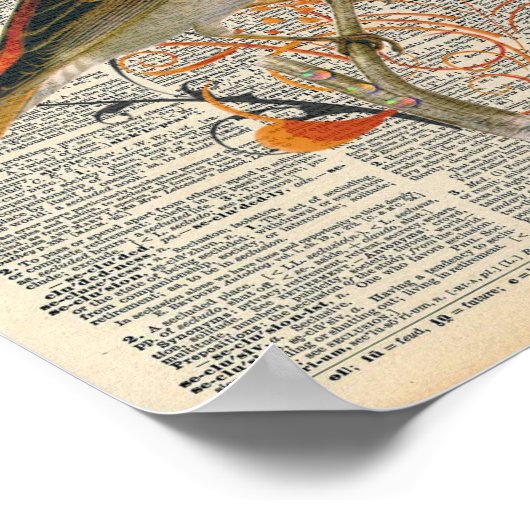  dictionary Art  Red Oranje Bird Art Poster (Hoek)