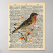  dictionary Art  Red Oranje Bird Art Poster (Voorkant)