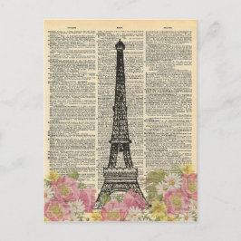 dictionary Art Romantic Eiffel Tower Paris Briefkaart
