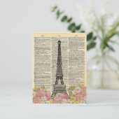  dictionary Art Romantic Eiffel Tower Paris Briefkaart (Staand voorkant)
