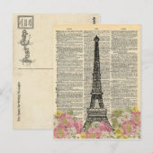  dictionary Art Romantic Eiffel Tower Paris Briefkaart (Voorkant / Achterkant)