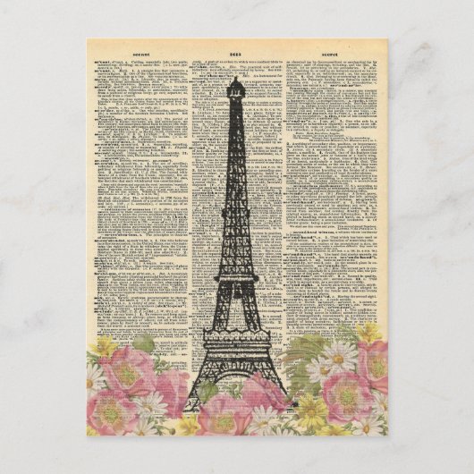  dictionary Art Romantic Eiffel Tower Paris Briefkaart (Voorkant)