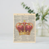  dictionary Art Royal Crown Red Gold Briefkaart (Staand voorkant)
