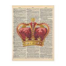  dictionary Art Royal Crown Red Gold