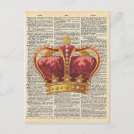  dictionary Art Royal Crown Red Gold Briefkaart