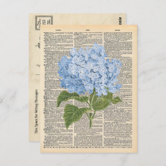  dictionary Art Soft Blue Lilacs Briefkaart (Voorkant / Achterkant)