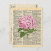 dictionary Art Soft Pink Lila Flowers Briefkaart (Voorkant / Achterkant)