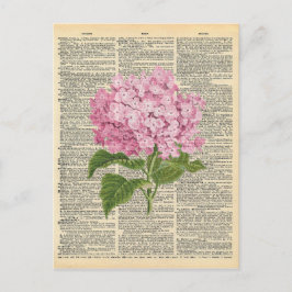  dictionary Art Soft Pink Lila Flowers Briefkaart