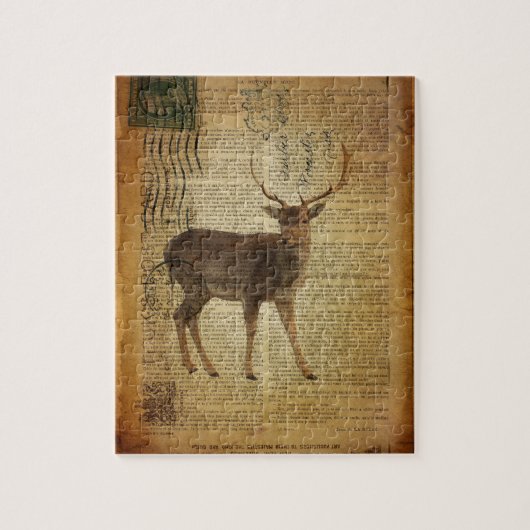Dictionary print outdoorn whitetail buck Deer Legpuzzel (Verticaal)