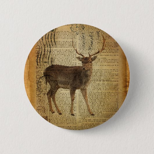 Dictionary print outdoorn whitetail buck Deer Ronde Button 5,7 Cm (Voorkant)