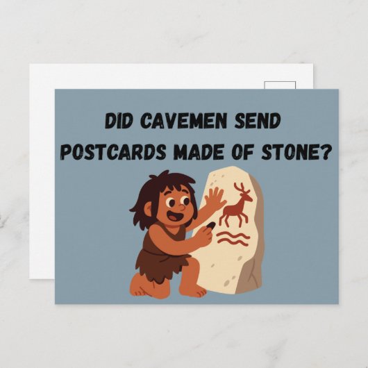 Did Cavemen Send Postcards Made of Stone?  Funny Briefkaart (Voorkant / Achterkant)
