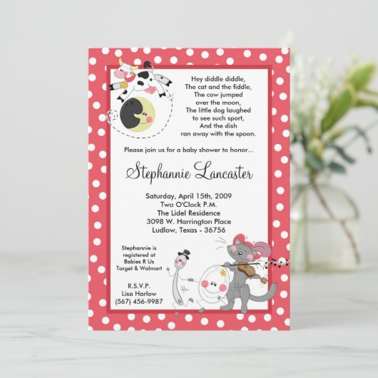Diddle Diddle Didd Nursery Baby shower Uitnodiging (Staand voorkant)