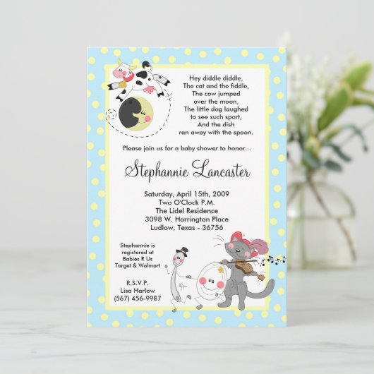 Diddle Diddle Didd Nursery Baby shower Uitnodiging (Staand voorkant)