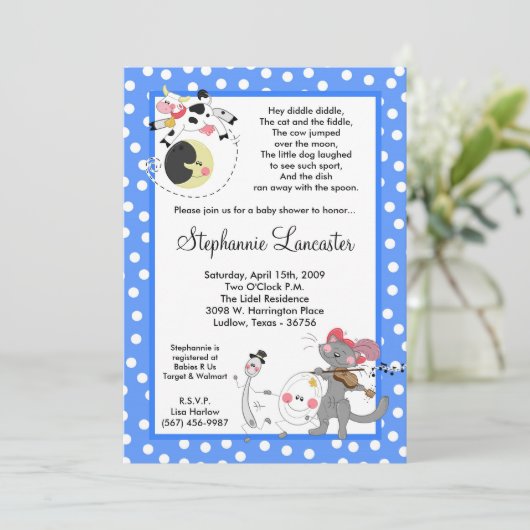Diddle Diddle Didd Nursery Baby shower Uitnodiging (Staand voorkant)