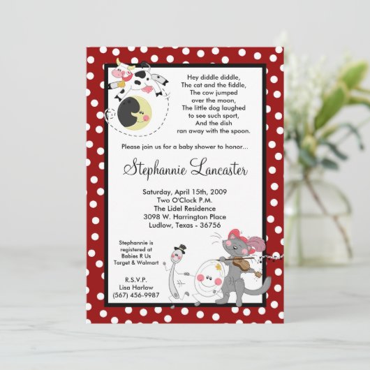 Diddle Diddle Didd Nursery Baby shower Uitnodiging (Staand voorkant)