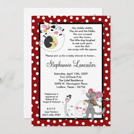 Diddle Diddle Didd Nursery Baby shower Uitnodiging (Voorkant / Achterkant)