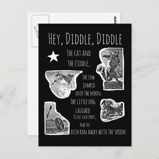 Diddle Diddle Nursery Rhyme Briefkaart (Voorkant / Achterkant)