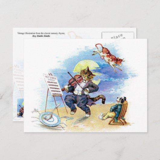 Diddle Diddle Nursery Rhyme Briefkaart (Voorkant / Achterkant)