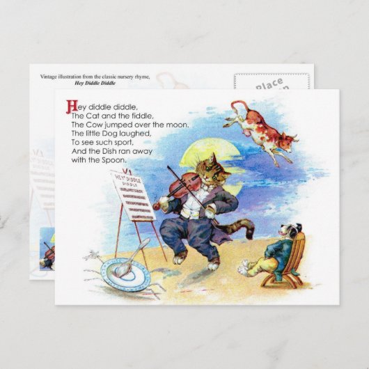 Diddle Diddle Nursery Rhyme Briefkaart (Voorkant / Achterkant)