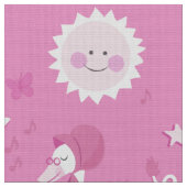 Diddle Diddle Nursery Rhyme Pink Fabric Stof (Close Up)