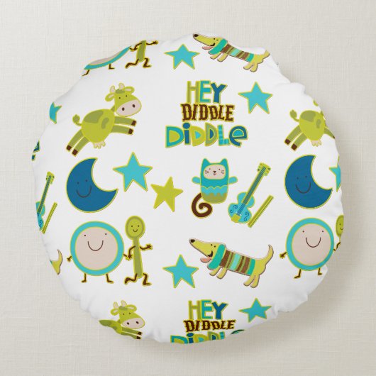 Diddle Diddle Nursery Rhyme Rond Kussen (Achterkant)