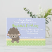 Diddles Boerderij Lamb Birthday Boy Uitnodiging (Staand voorkant)