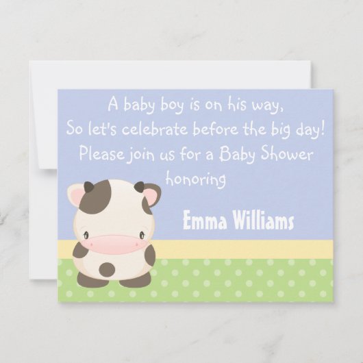 Diddles Boerderij Moo-Cow Baby shower Uitnodiging (Voorkant)