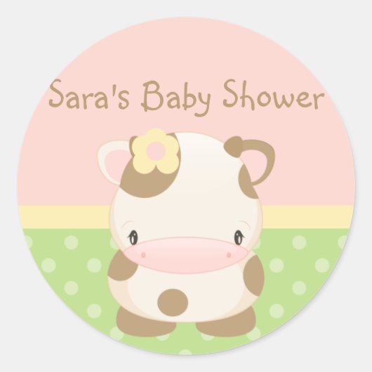 Diddles Boerderij Moo-Koe Baby shower-envelop afdi Ronde Sticker (Voorkant)