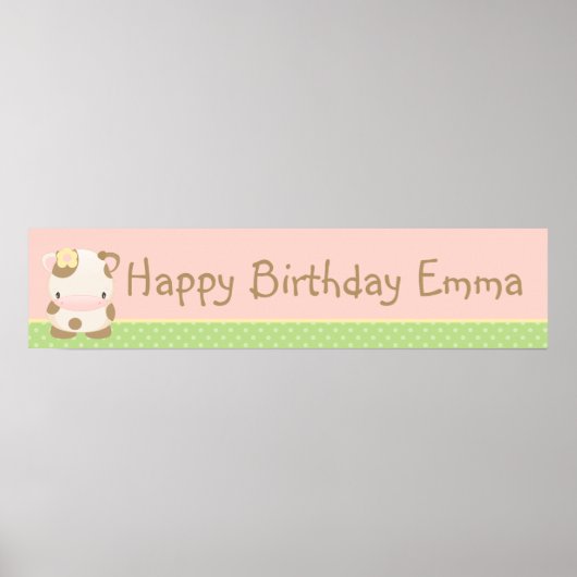 Diddles Boerderij Moo-Koe Birthday Banner Poster (Voorkant)