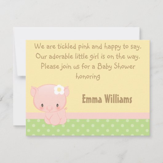 Diddles Boerderij Pig Baby shower Uitnodiging (Voorkant)