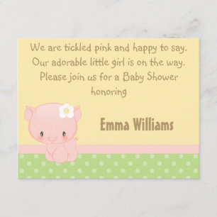 Diddles Boerderij Pig Baby shower Uitnodiging