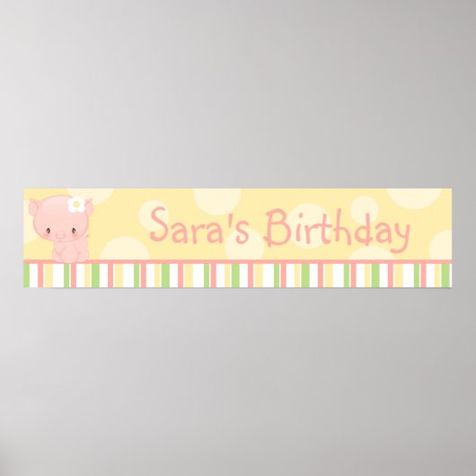 Diddles Boerderij Pig Birthday Banner Poster (Voorkant)