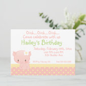 Diddles Boerderij Pig Birthday Uitnodiging (Staand voorkant)