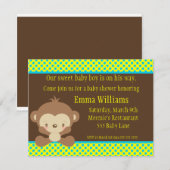 Diddles Monkey Boy Baby shower Invitation Kaart (Voorkant / Achterkant)