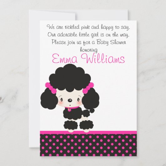Diddles Poodle Baby shower Invitation Kaart (Voorkant)
