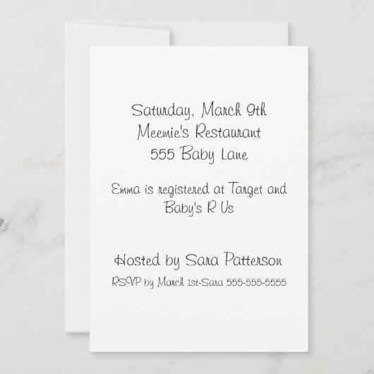 Diddles Poodle Baby shower Invitation Kaart (Achterkant)