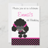 Diddles Poodle Birthday Invitation Kaart (Voorkant)